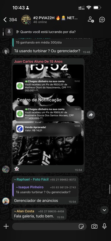 Depoimento de aluno