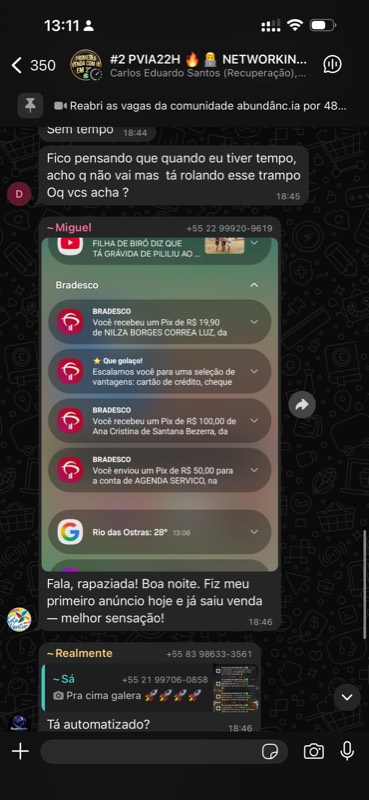Depoimento de aluno