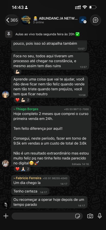Depoimento de aluno