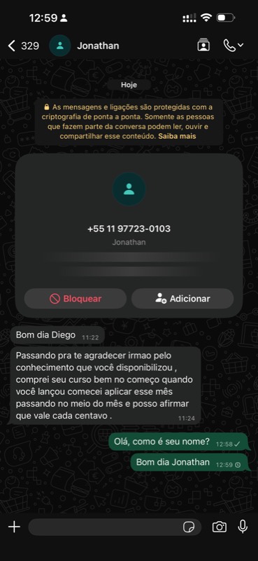 Depoimento de aluno