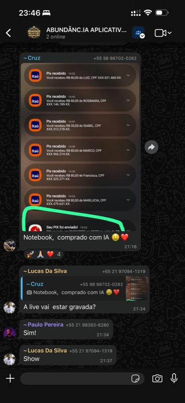 Depoimento de aluno